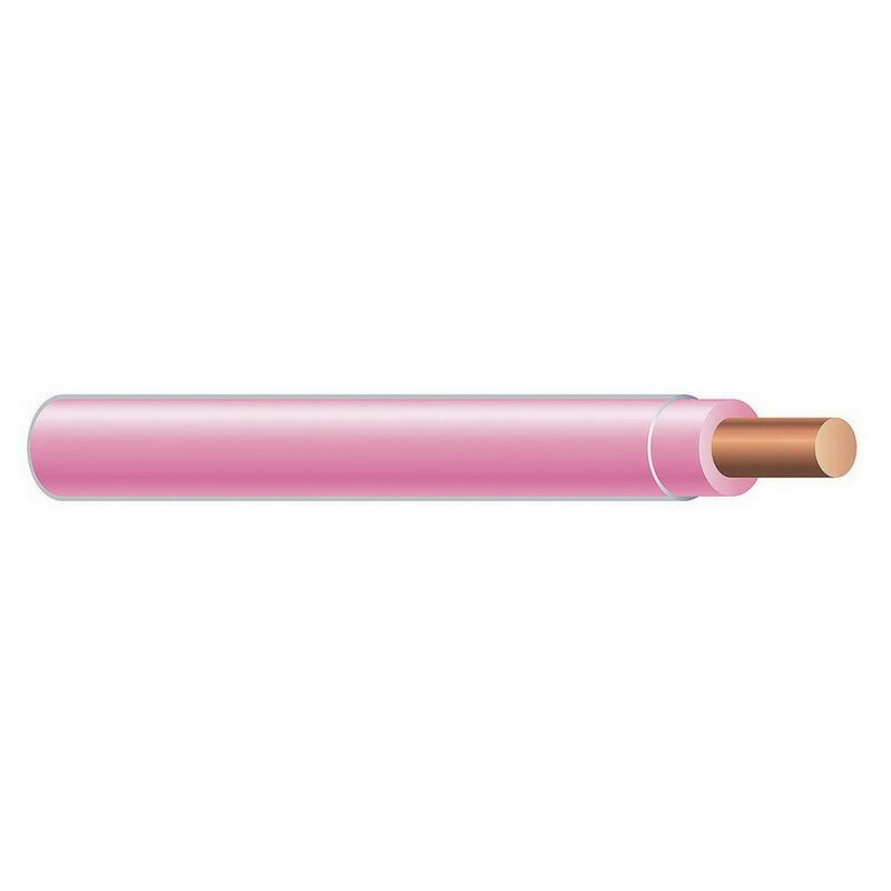 Thermoplastic High Heat Resistant Nylon Coated (THHN) Wire, 10 AWG, Pink, Solid, Copper Conductor, 500 Foot Reel