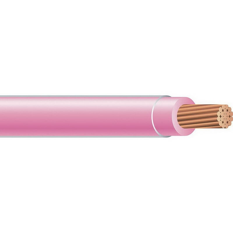 Thermoplastic High Heat Resistant Nylon Coated (THHN) Wire, 14 AWG, Pink, 19 Stranded, Copper Conductor, 2500 Foot Reel