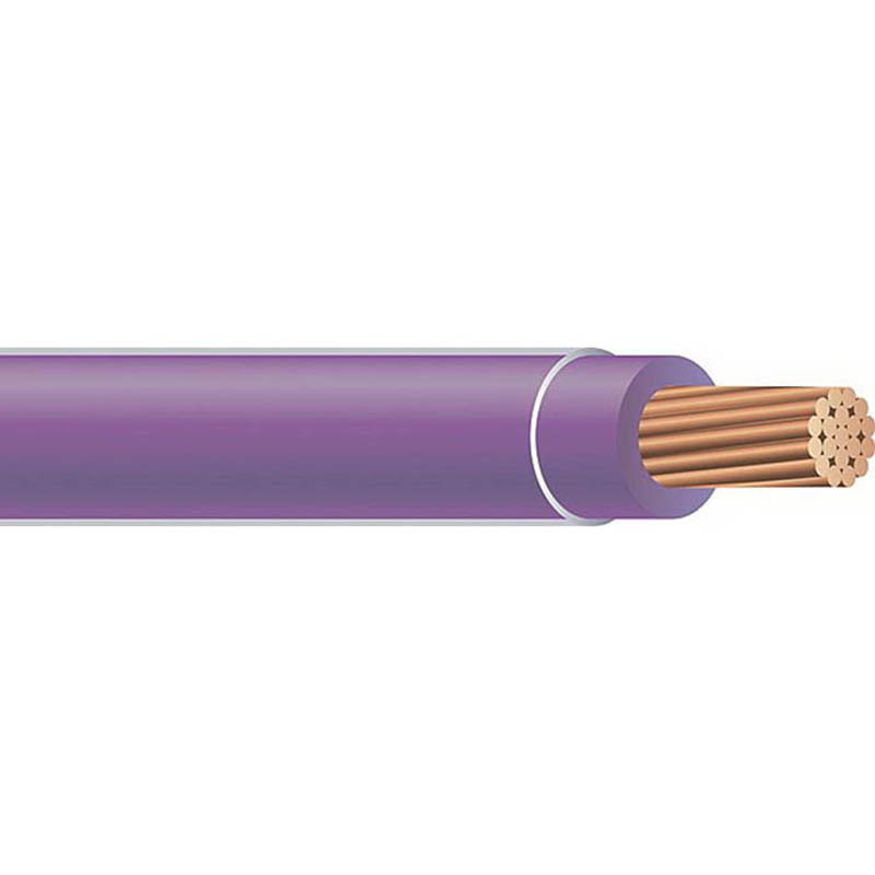 Thermoplastic High Heat Resistant Nylon Coated (THHN) Wire, 10 AWG, Purple, 19 Stranded, Copper Conductor, 2500 Foot Reel