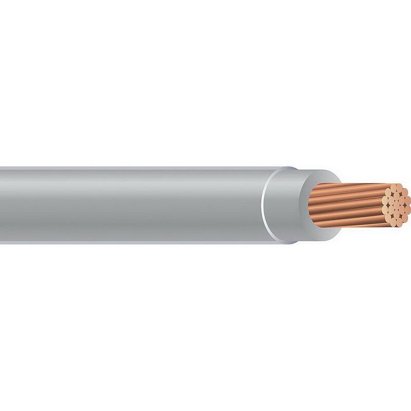 THHN Wire, 8 AWG, Gray, 19 Stranded, Copper Conductor, 500 Foot Reel