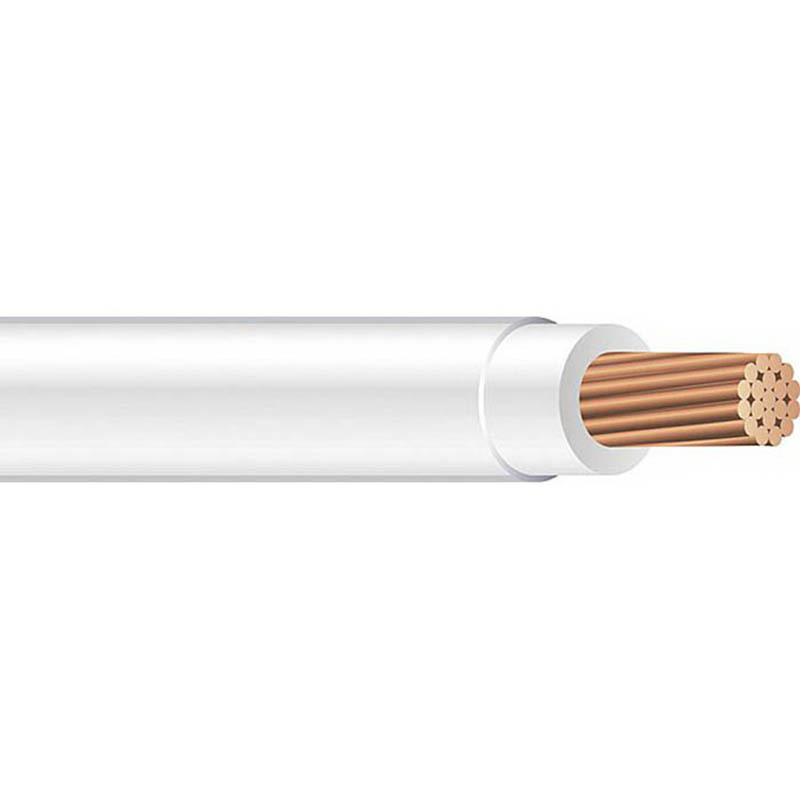 THHN Wire, 2 AWG, White, 19 Stranded, Copper Conductor, 5000 Foot Reel