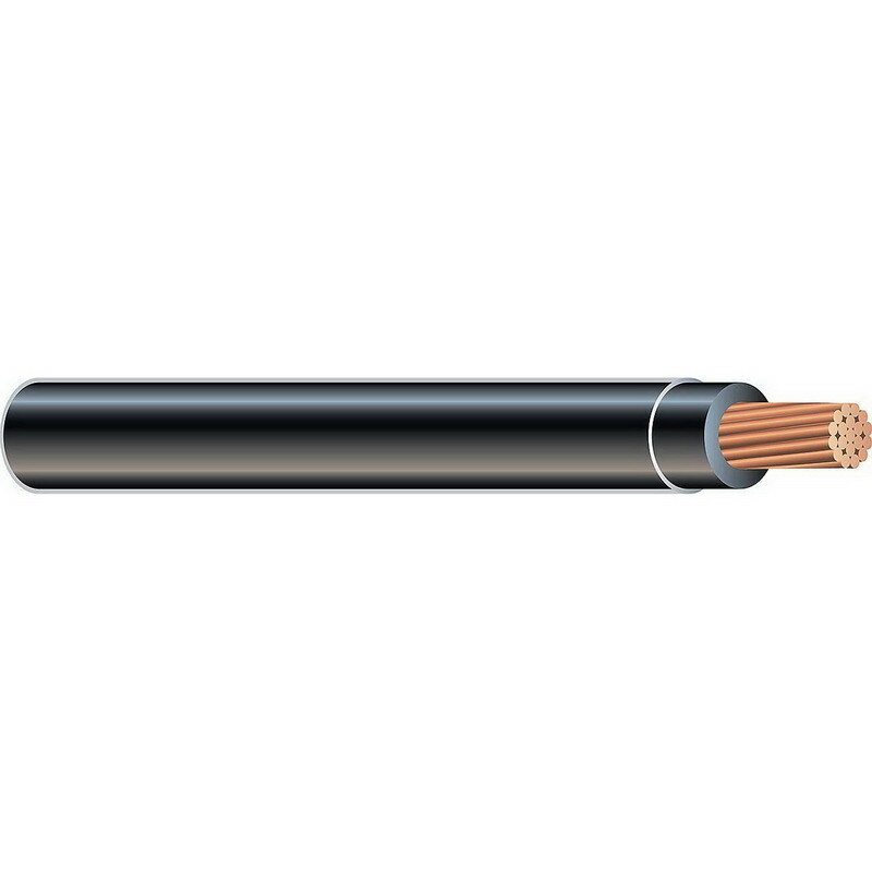 Thermoplastic High Heat Resistant Nylon Coated (THHN) Wire, 3/0 AWG, Black, 19 Stranded, Copper Conductor, 500 Foot Reel