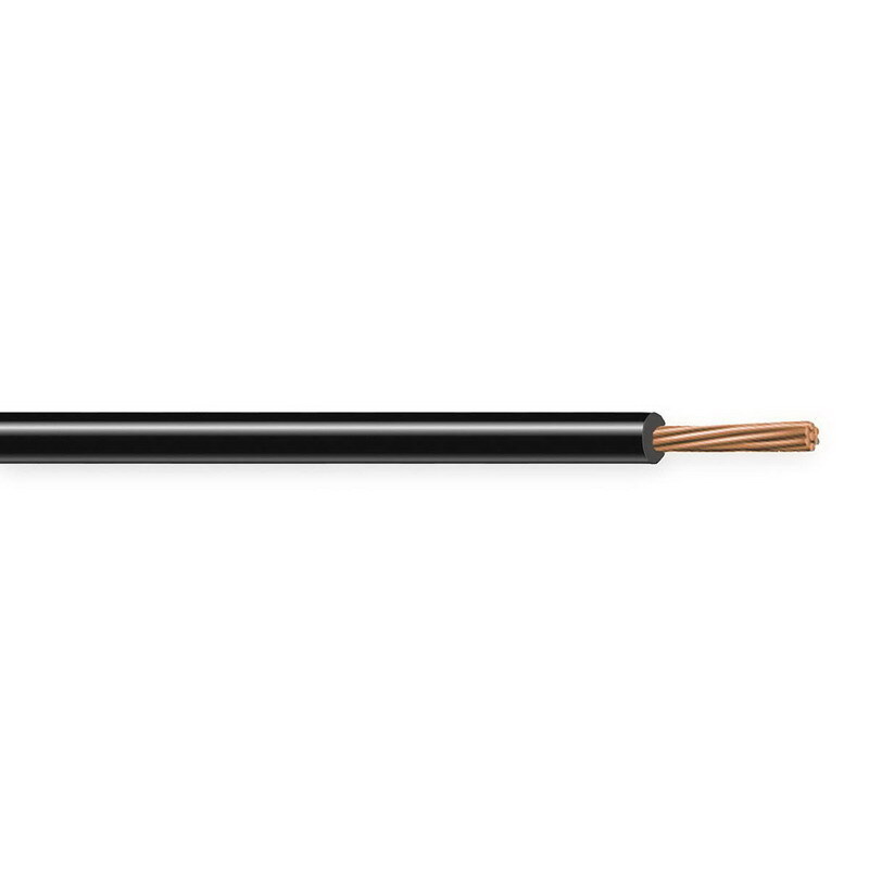 XHHW Cable, 10 AWG, Black, 7 Stranded, Copper Conductor, 2500 Foot Reel