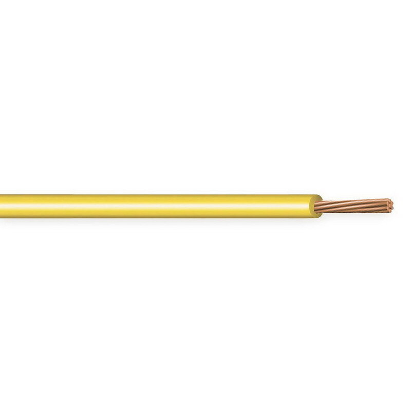 XHHW Cable, 10 AWG, Yellow, 7 Stranded, Copper Conductor, 2500 Foot Reel