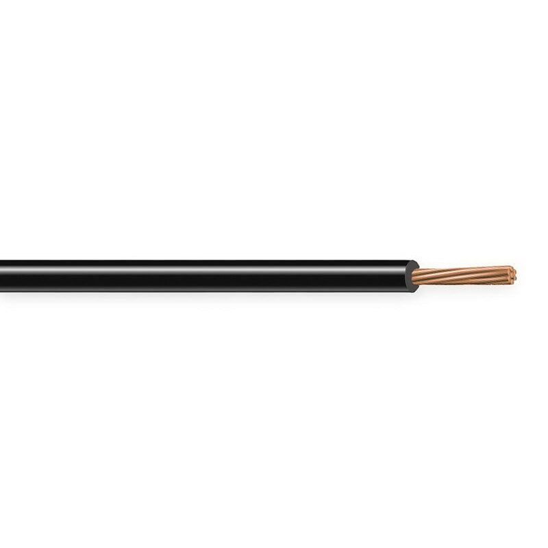 XHHW Cable, 6 AWG, Black, 7 Stranded, Copper Conductor, 2000 Foot Reel