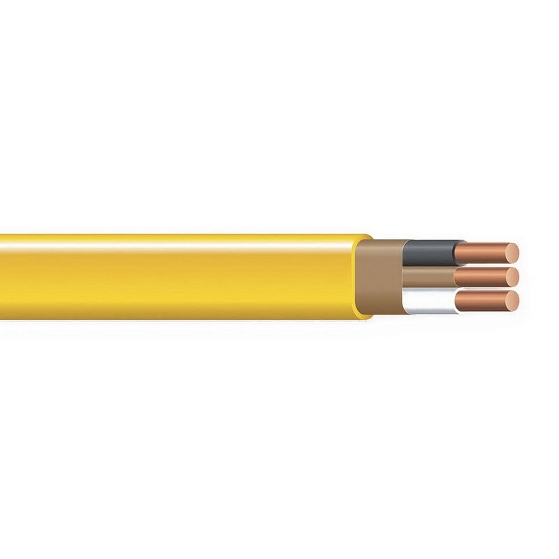 Non-Metallic Sheathed Cable with Grounding, 2 AWG, 3 Copper Conductors, 500 Foot Reel