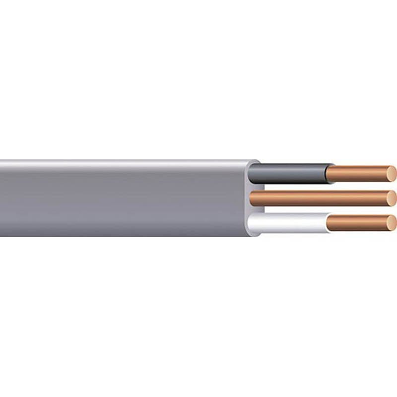 Underground Feeder (UF-B) Cable, 6 AWG, 2 Copper Conductors, with Grounding, 125 Foot Coil
