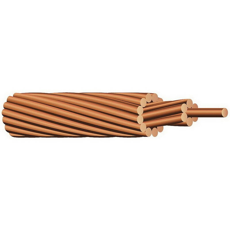 Bare Wire, 1/0 AWG, 19 Stranded, Copper Conductor, 5000 Foot Reel