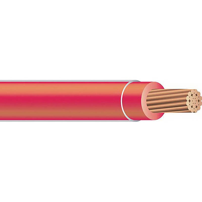Thermoplastic High Heat Resistant Nylon Coated (THHN) Wire, 3/0 AWG, Red, 19 Stranded, Copper Conductor, 5000 Foot Reel