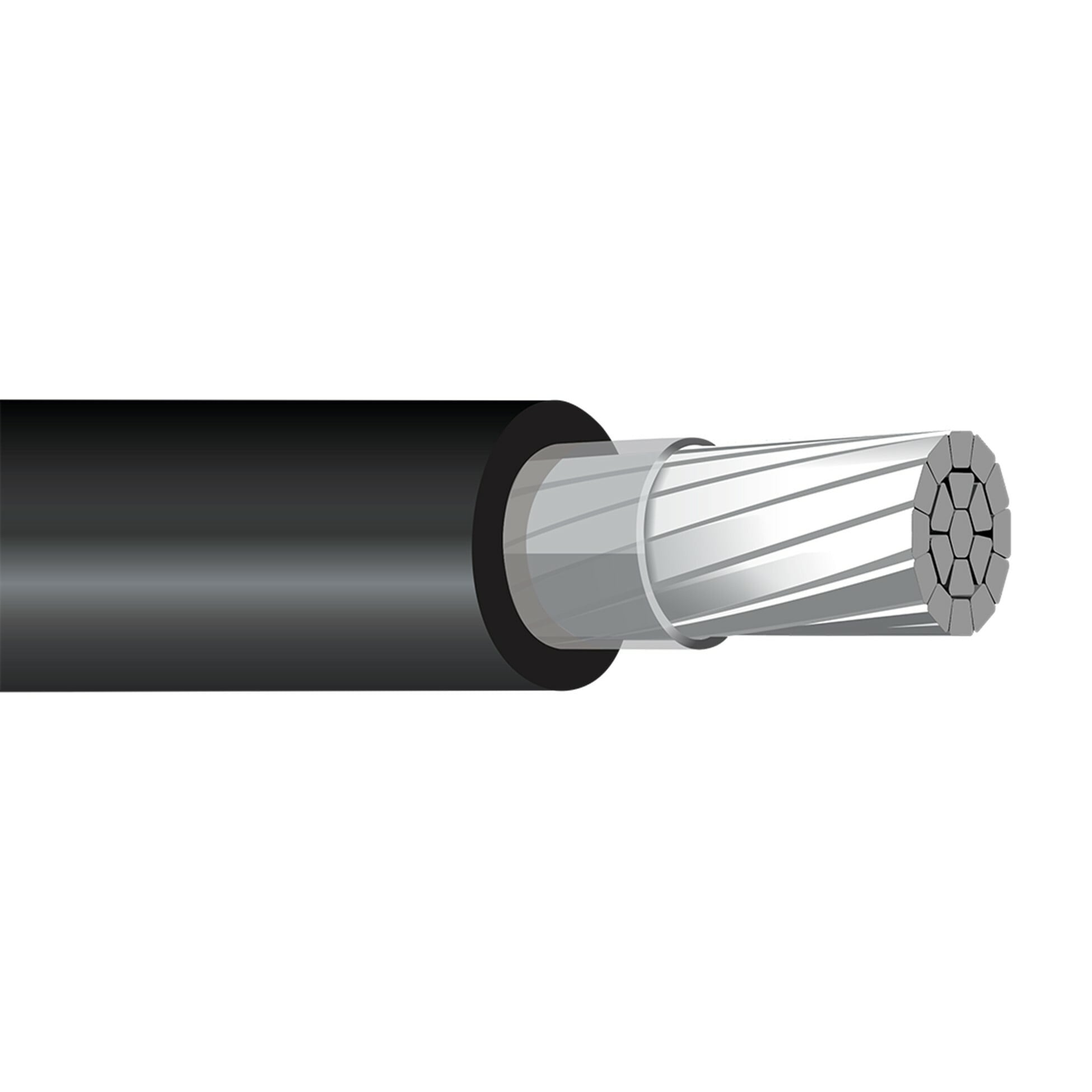 XHHW Cable, 250 KCMIL, Black, Stranded, Aluminum Conductor, 500 Foot Reel