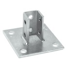 Connector Square Post Base, 6 Inch Square Base, Length of Connector 3-1/2 Inches, Width of Connector 1-9/16 Inch, Electro-Galvanized Steel with 3/4 Inch Holes on 1-1/2 Inch Centers
