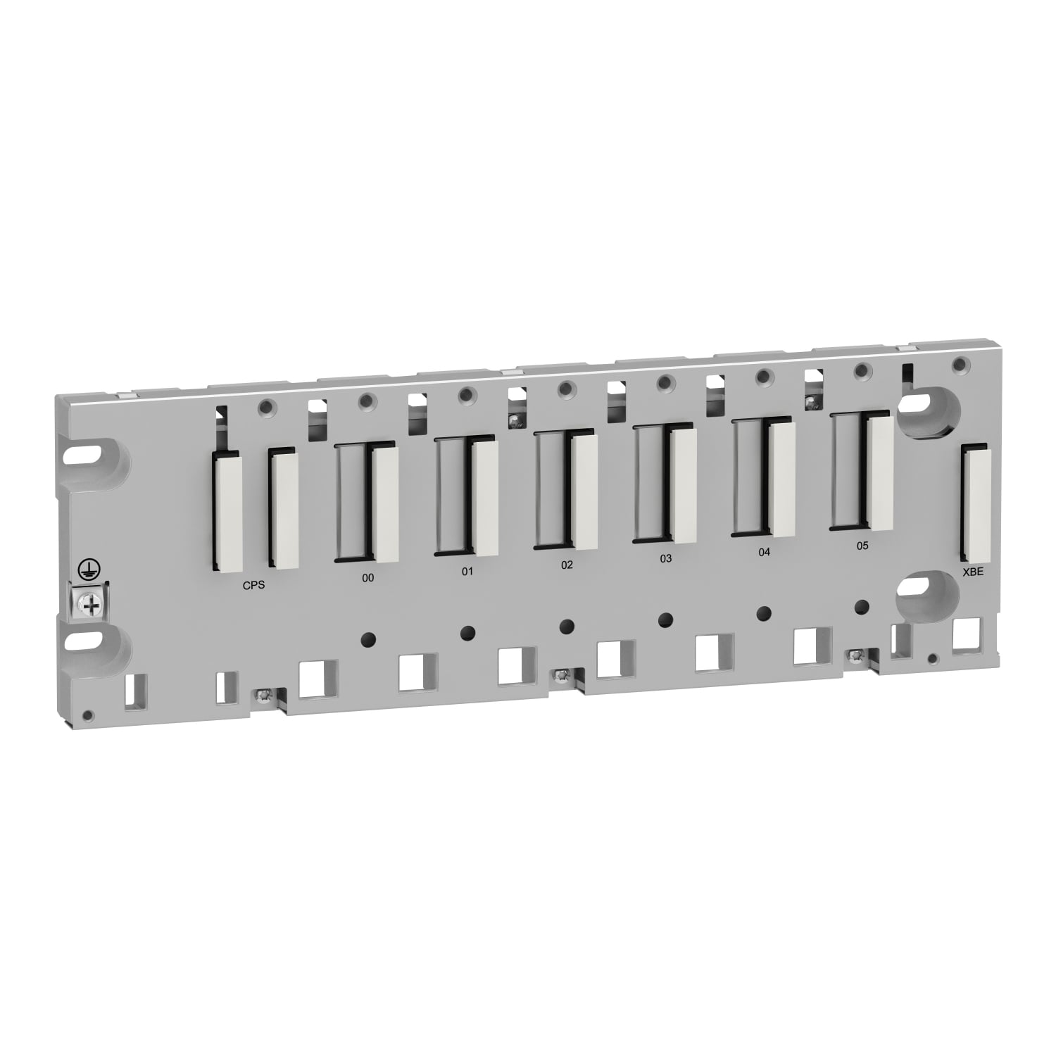 Backplane, Modicon X80, 6 slots, panel, mounitng plate or DIN rail mounting, ruggedized