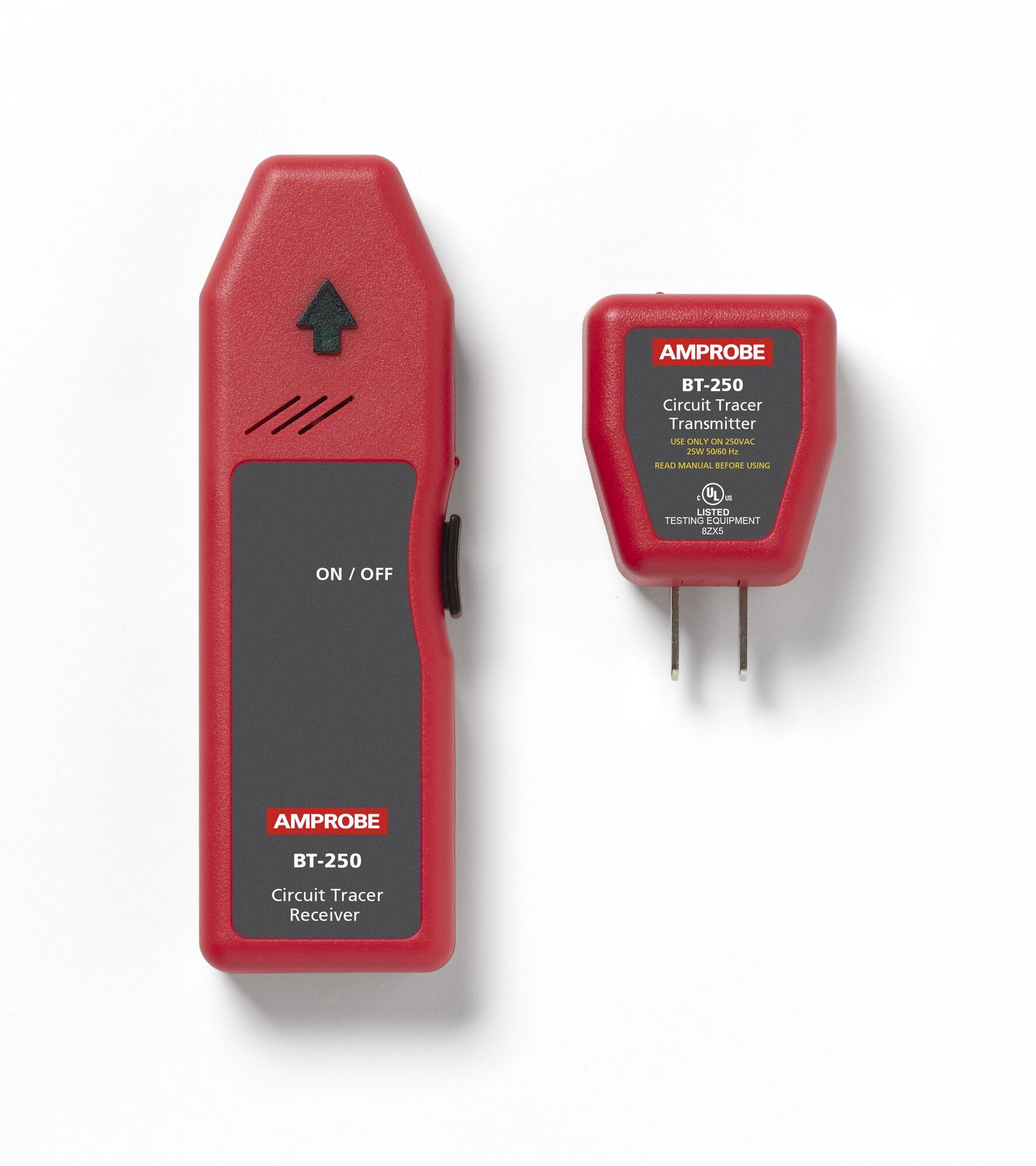The Amprobe Circuit Breaker Tester works on powered systems from 90 to 280V AC and is designed for use in residential and light commercial environments.  Comes complete as a Circuit Breaker Tester kit with transmitter, receiver, socket-test lead cable set with insulated alligator clips and a light fixture adapter. All housed in a professional hard carrying case.  This Circuit Breaker Tester is a preferred solution for the latest in code requirements. Identify circuit breakers fast and efficiently.