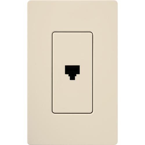 Claro single telephone jack, 6-conductor jack, RJ11 in light almond