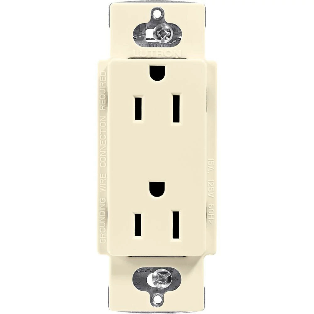Lutron Claro 15 Amp Duplex Outlet, Almond
