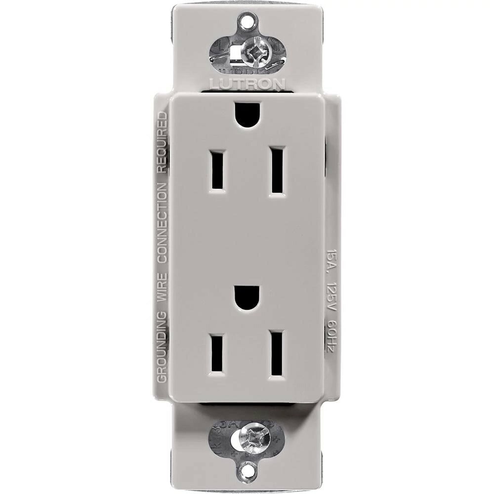 Lutron Claro 15 Amp Duplex Outlet, Gray