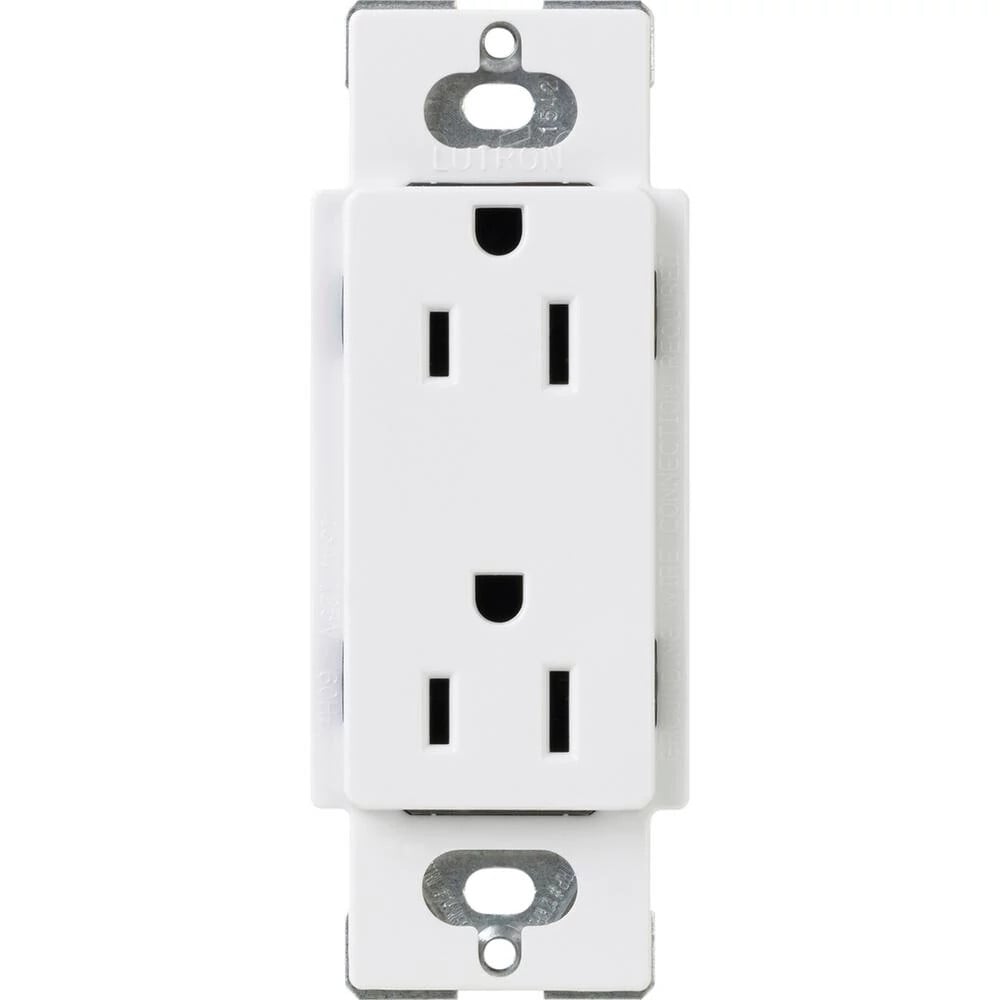 Lutron Claro 15 Amp Duplex Outlet, White