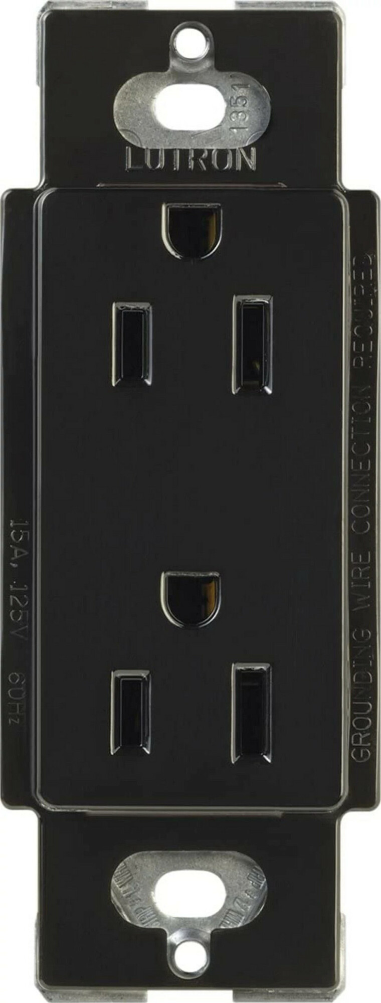 Lutron Claro Tamper-Resistant Duplex Receptacle, 15 Amp, Black