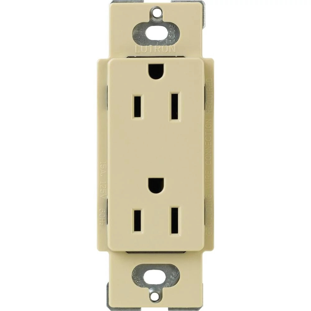 Lutron Claro Tamper-Resistant Duplex Receptacle, 15 Amp, Ivory