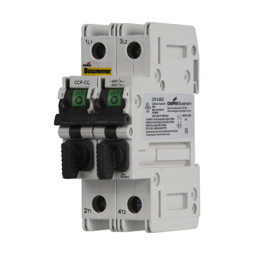 Eaton Bussmann series CCP UL98 fusible disconnect, 600 Vac, 125 Vdc, 30A, UL98 fusible disconnect, Two-pole, Class CC