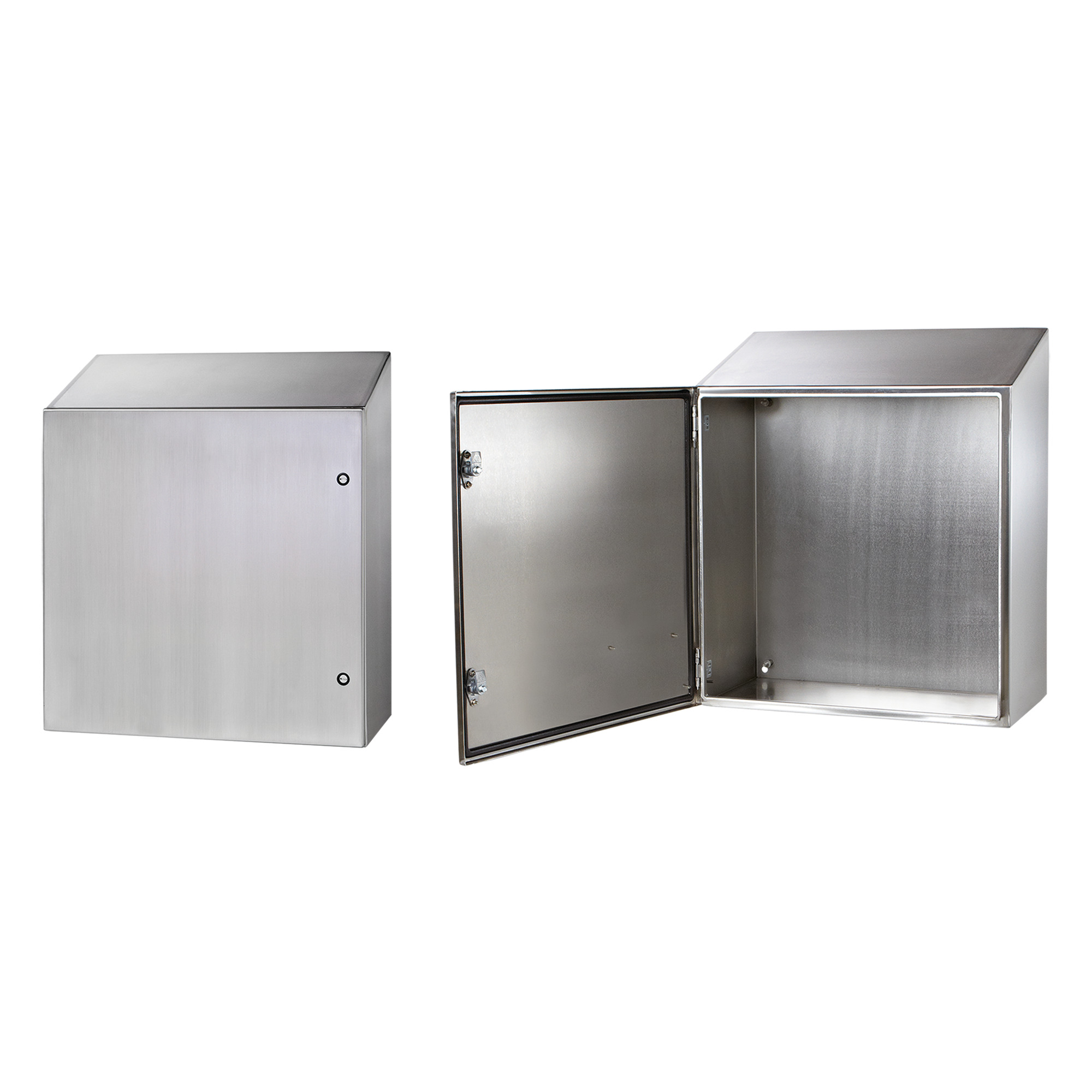 Concept Sloped Top Wallmount 1/4-Turn Latch Type 4X, 20x20x8, Brushed, SS 304