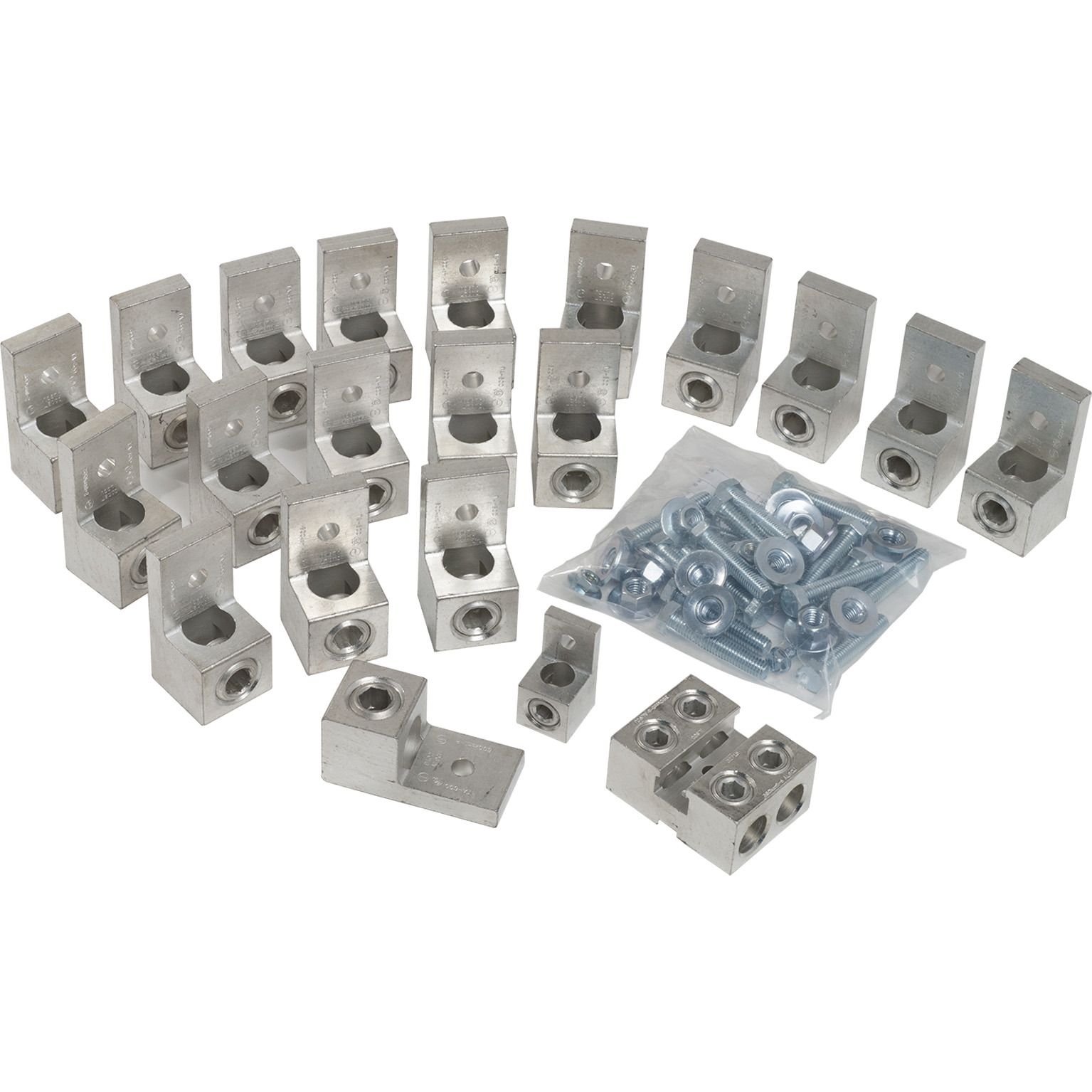 Low voltage transformer accessory, mechanical lug kit, 1200A, 600kcmil to 2 AWG, 20 lugs