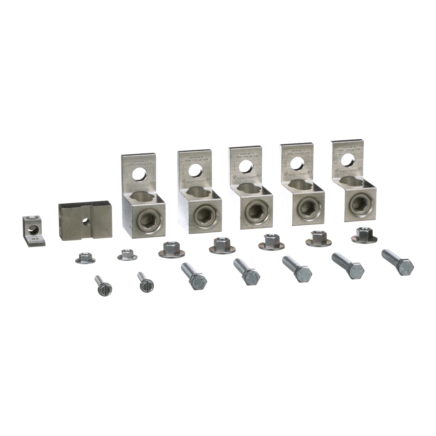 Transformer accessory, lug kit, mechanical, 400A, 600kcmil to 4 AWG, 2-250kcmil to 1/0 AWG, qty 5