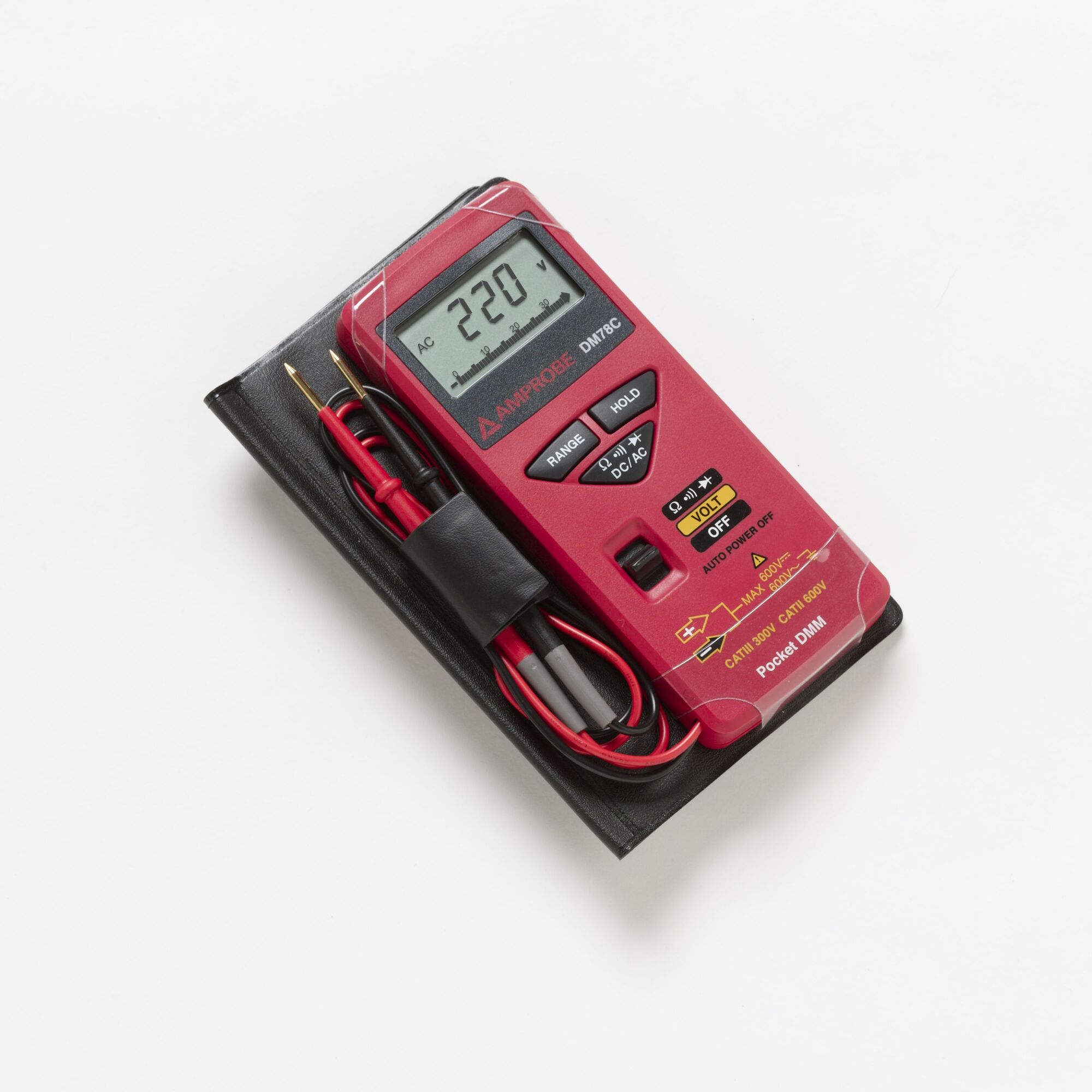 This is the smallest go-anywhere meter that measures voltage, continuity, diode and resistance.