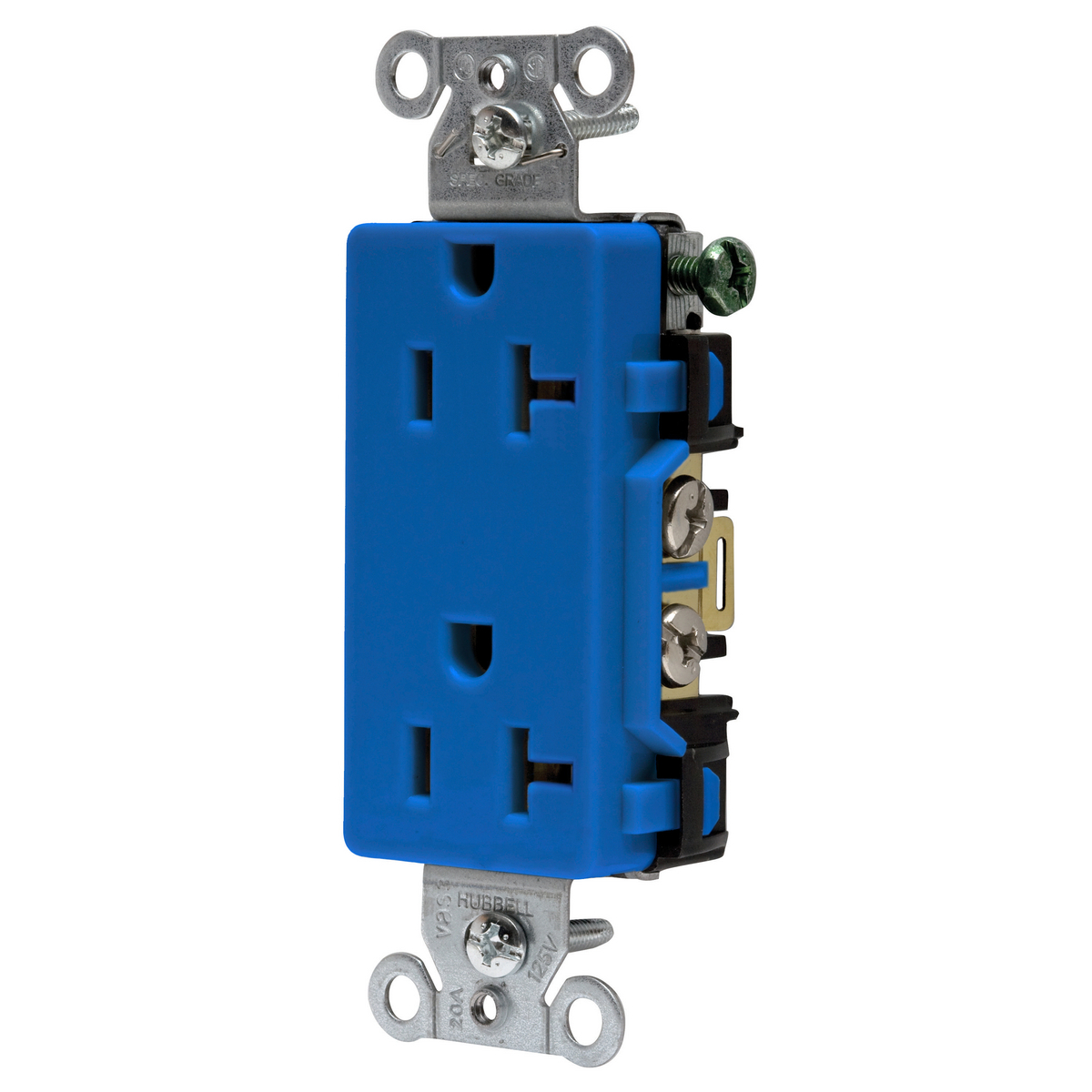 Straight Blade Decorator Duplex Receptacle, Commercial Grade, Smooth Face, 20A 125V, 2-Pole 3-Wire Grounding, 5-20R, Side Wired