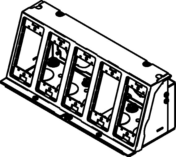Floor Box Module Assembly Type; Evolution Series 10 Gang Floor Box Used on; EVOLUTION[TM] Brand; Approval UL (Canada and Us); Includes (1) Mounting Bracket, (1) Back Plate, (1) Divider, (2) End Cap, (2) Knockout Plate
