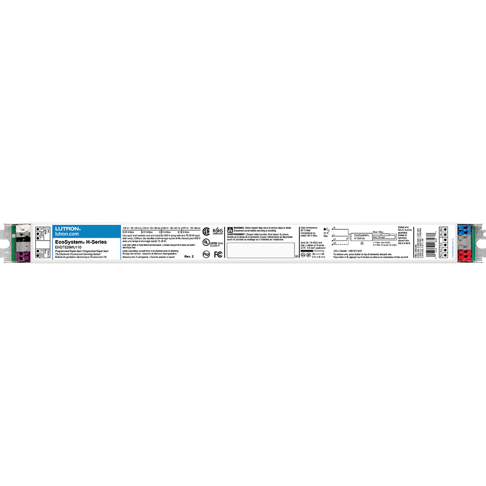 EcoSystem H-series M-case ballast, continuous, flicker-free dimming from 100 percent to 1 percent, 1 lamp, 28W, ballast factor of 1.00