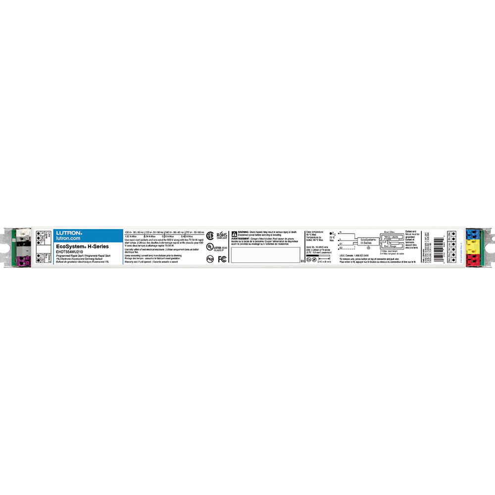 Eco-System H-series M-case ballast, continuous, flicker-free dimming from 100 percent to 1 percent, 2 lamps, 54W, ballast factor of 1.00
