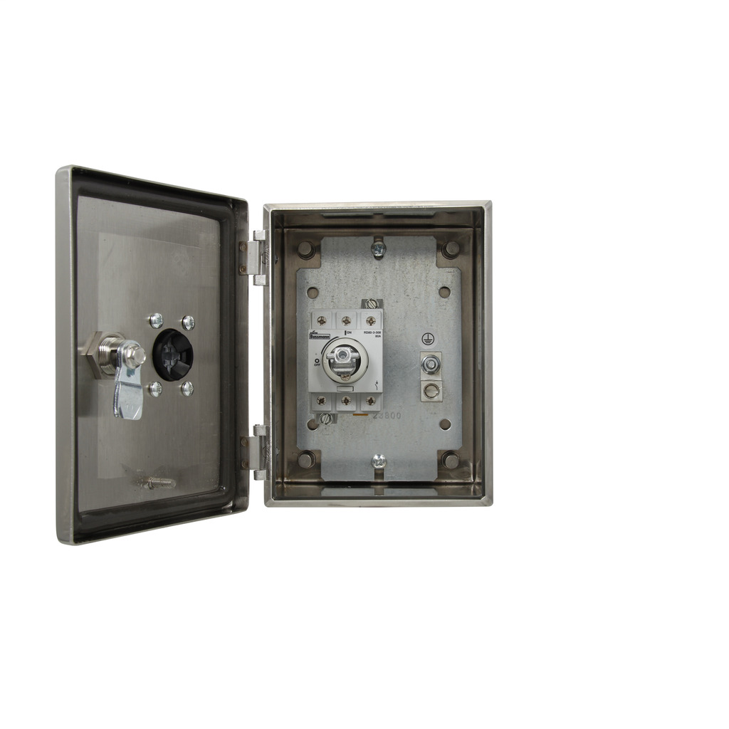Eaton Bussmann series enclosed rotary disconnect switch, Non-fused, Selector, 600V, 63A, Black, NEMA rating 4X