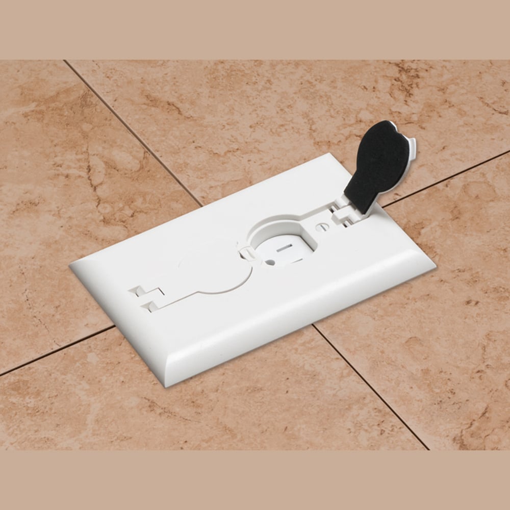 Non Metallic Box with metal covers for existing floors. Rectangular gasketed, non metallic white cover with flip lids.
