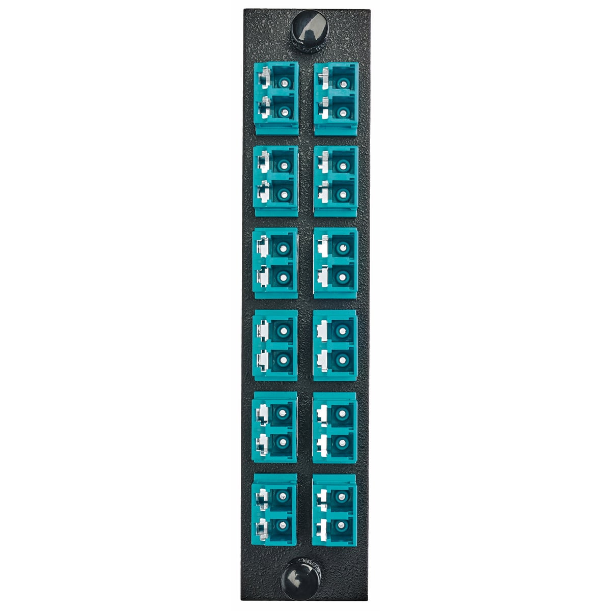 Fiber Adapter Panel, 24-Fiber, 6) LC Duplex, Phosphor Bronze Sleeves, Aqua