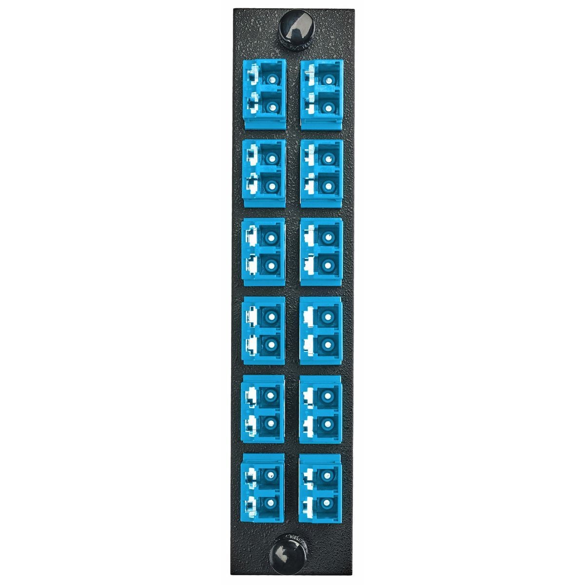 Fiber Optic Panel Adapter, 24-Fiber, 12) LC Duplex, Zircon Sleeves, Blue