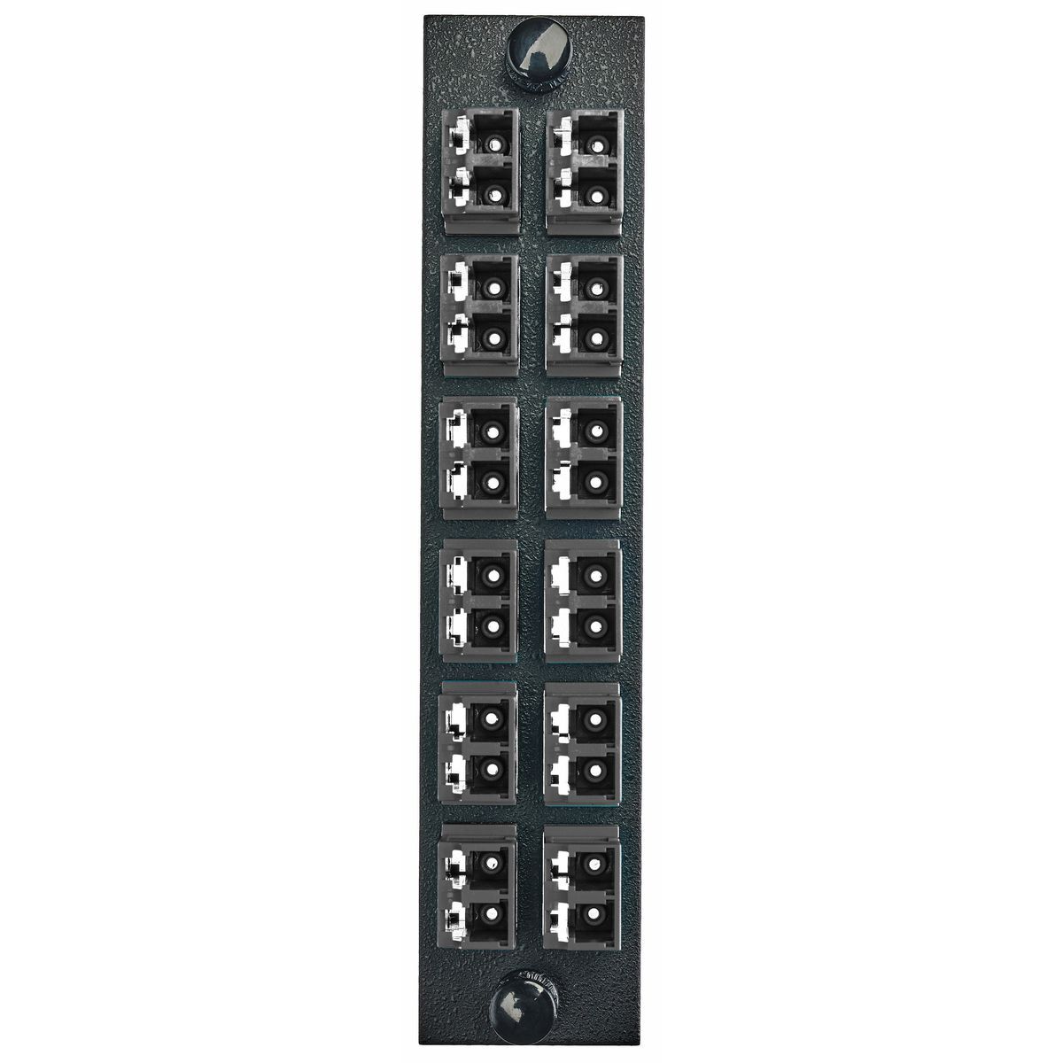 Fiber Optic Panel Adapter, 24-Fiber, 12) LC Duplex, Zircon Sleeves, Black