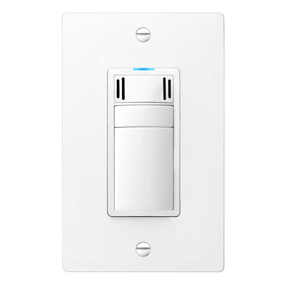 Humidity and Condensation Wall Control with Countdown Timer, On/Off, moisture sensitivity selector, adjustable minutes per hour fan timer, White, wall plate included. 