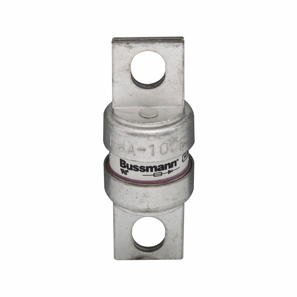 Eaton Bussmann series FWA high speed fuse, 600 Vac, 700 Vdc (6-25A), 600 Vac (30-32A), 100A, 200 kAIC Vac (70-1000A), 20 kAIC at 150 Vdc (70-800A), 100 kAIC at 80 Vdc (70-1000A), None, High speed fuse, Blade end X blade end, Stud