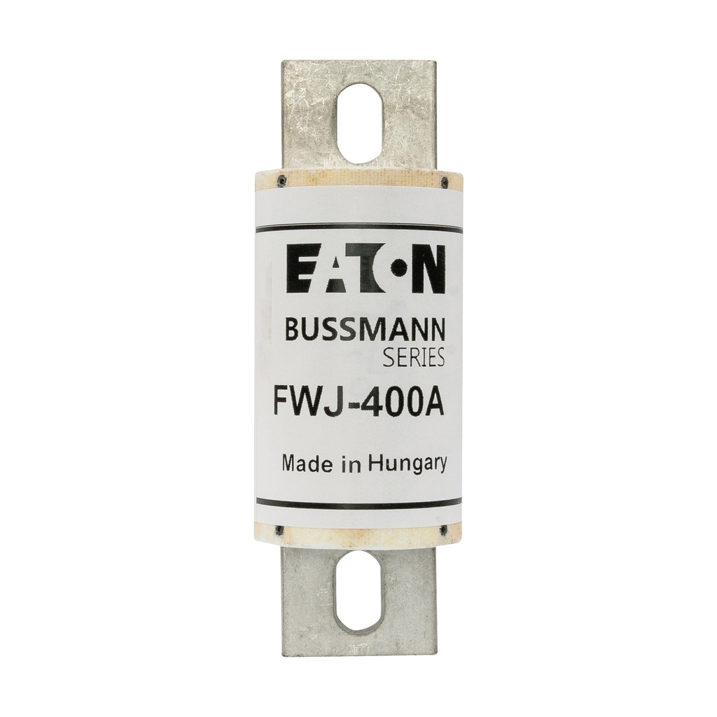 Eaton Bussmann series FWJ high speed fuse, 700 Vac/dc, 400A, 25 kAIC (35-200A), 100 kAIC (250-2000A), 50 kAIC at 800 Vdc (35-200A, 450-600A), None, High speed fuse, Blade end X blade end, Stud