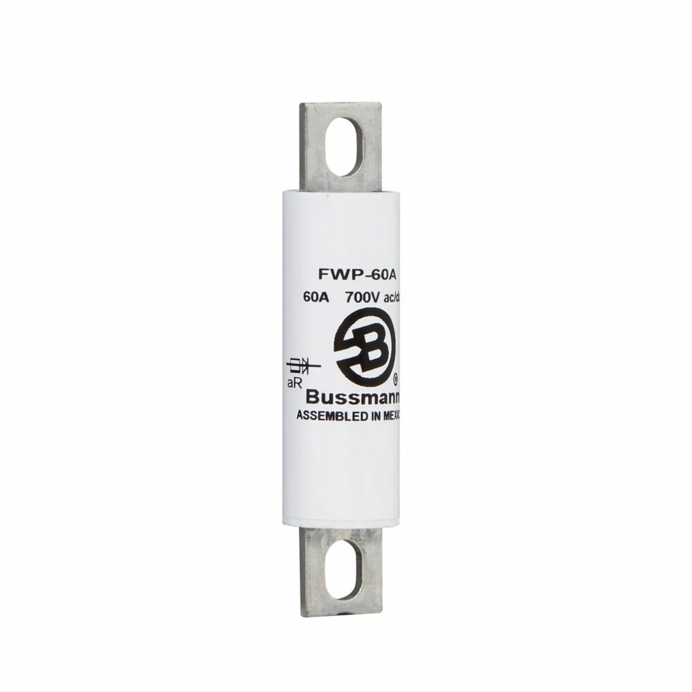 Eaton Bussmann series FWP high speed fuse, DC common bus, DC drives, power converters/rectifiers, reduced voltage starters, 250 Vac/dc, 60A, Standard