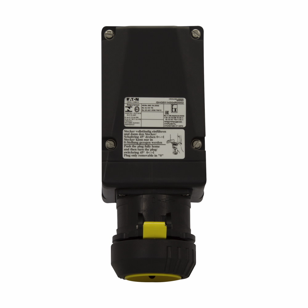 Eaton Crouse-Hinds series IEC 60309 hazardous area interlock receptacle, 16A, Four-wire, five-pole, Nylon, M25, 380-415 Vac