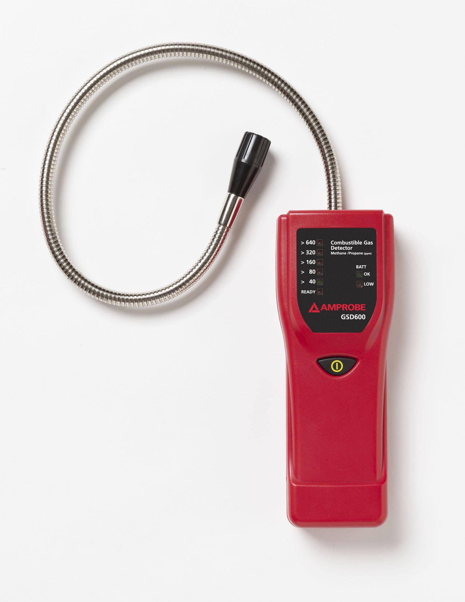 This Amprobe Gas Leak Detector is a fast responding gas leak detector for methane and propane gas. The meter emits a frequency tone when gas is detected. The frequency of the beep coincides with the concentration of the gas. The LEDs display the level of gas present in an area or room. Pinpoint gas leaks for closed piping systems. Use the mute function in quiet work areas and utilize the LED displays. Or a standard earphone jack for hearing the meter in loud environments.