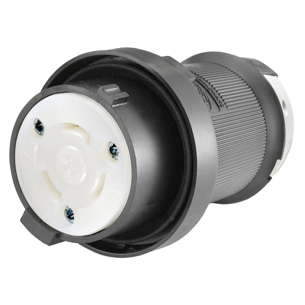 Locking Devices, Twist-Lock, Connector Body, Reversed Service, Industrial Grade, 30A 125V, 2-Pole 3-Wire Grounding, L5-30P, White.