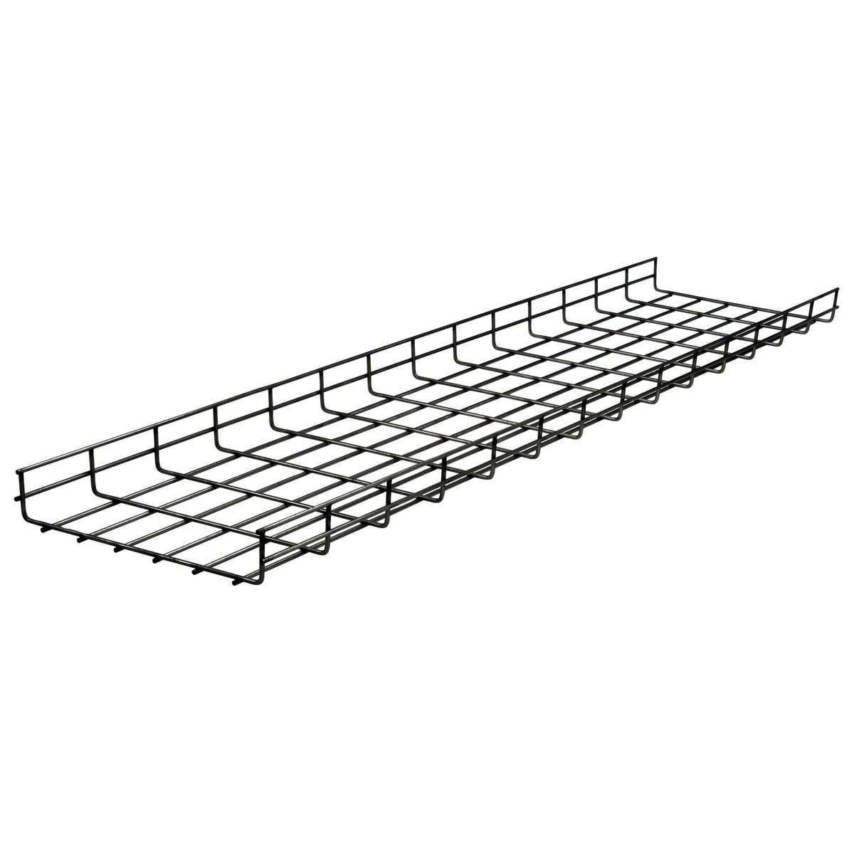 Wire Basket Tray, Overhead Tray, 2" x 12" x 118", Round, Black