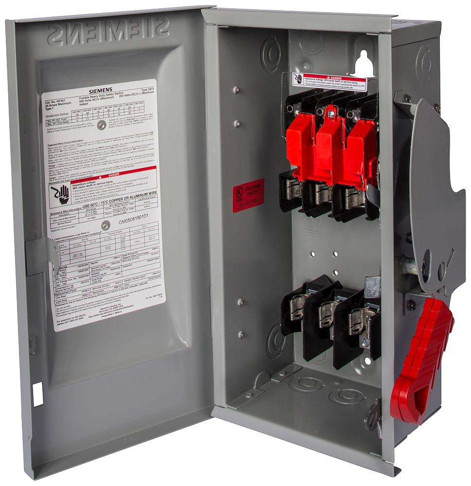 Low Voltage Circuit Protection Heavy Duty Safety Switch. 3-Pole 3-Wire and negative ground Fused in a type 3R enclosure (outdoor). Rated 600VAC (200A).Special features photovoltaic rated, 10000 AIC disconnect.