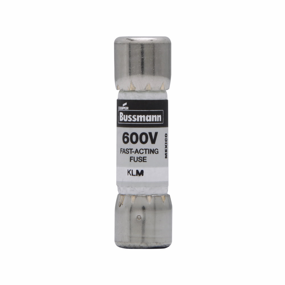 Eaton Bussmann series KLM fuse, 600 Vac, 600 Vdc, 5A, 100 kAIC at 600 Vac, 50 kAIC at 600 Vdc, Non Indicating, Fast acting, Ferrule end X ferrule end, Melamine tube, Nickel-plated bronze endcap