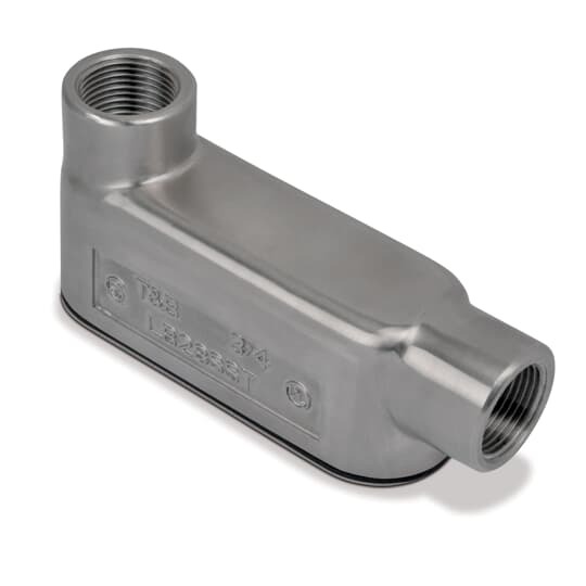 1/2 Inch 316 Stainless Steel Form 8 (LB) Conduit Body, Cover and Gasket with Polished Finish