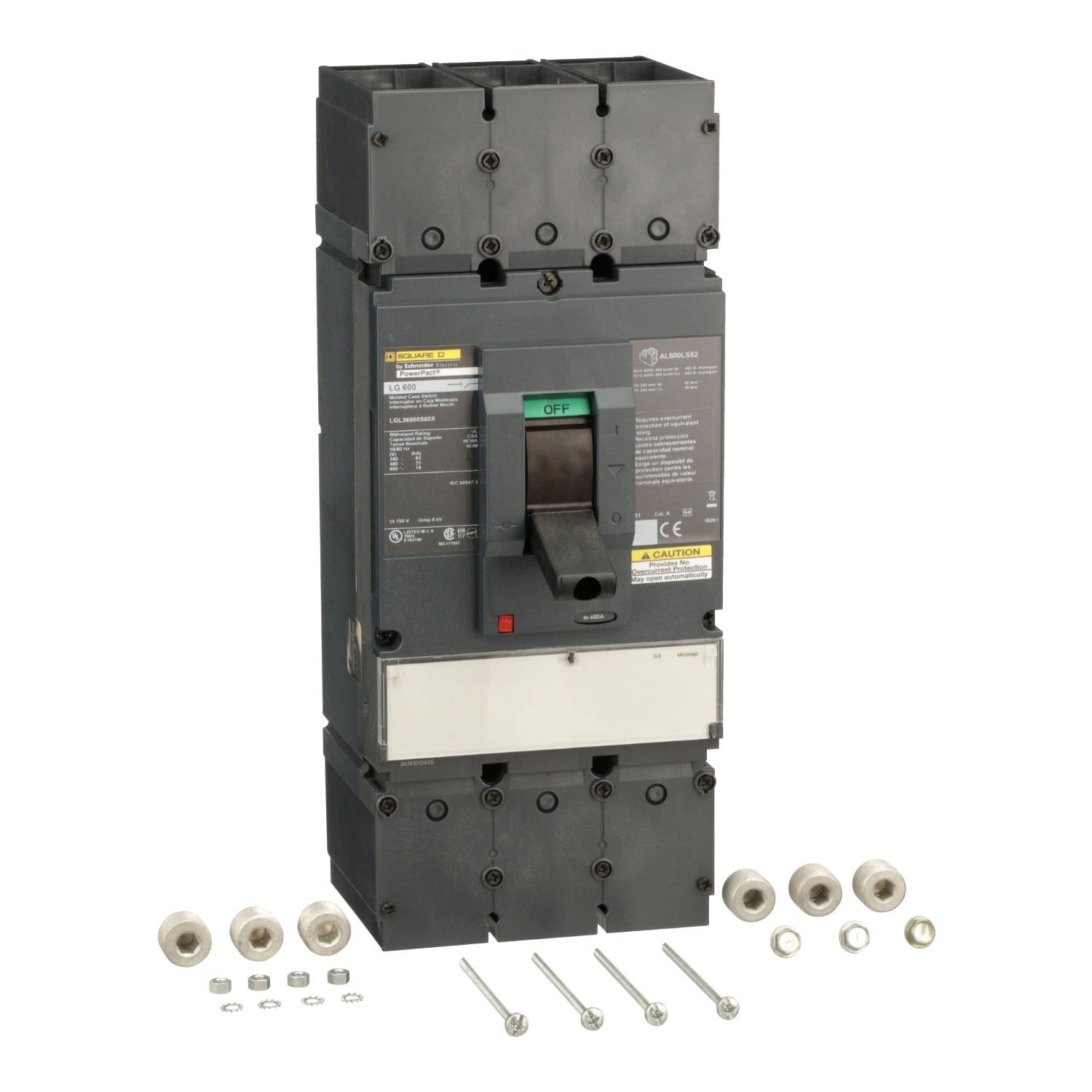 LGL36000S60X Molded Case Circuit Breaker, 600 Amp, 3 Pole, 600V
