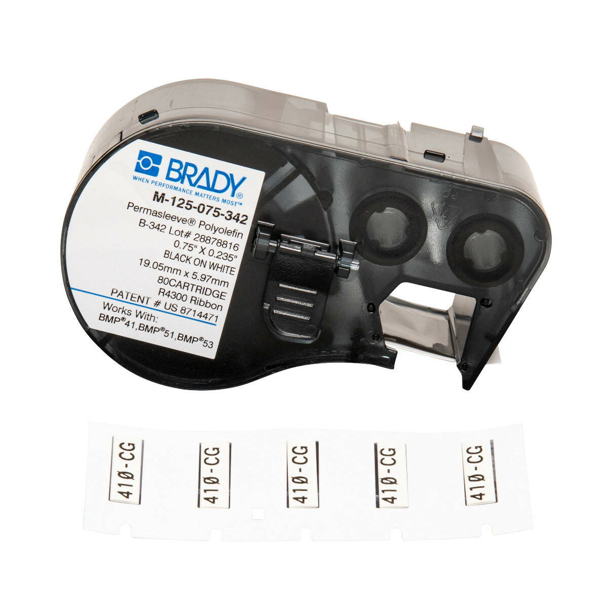 Mkr,M Series,B342,.125x.75,Blk/Wht,1EA